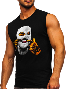 Maglietta tank top con stampa nera Bolf 14811