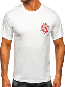 Uomo T-shirt in cotone con stampa Bianco Bolf MPO3555