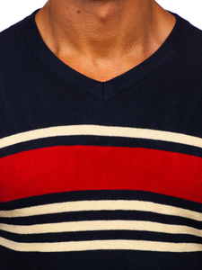 Maglione con scollo a V da uomo blu Bolf S8536