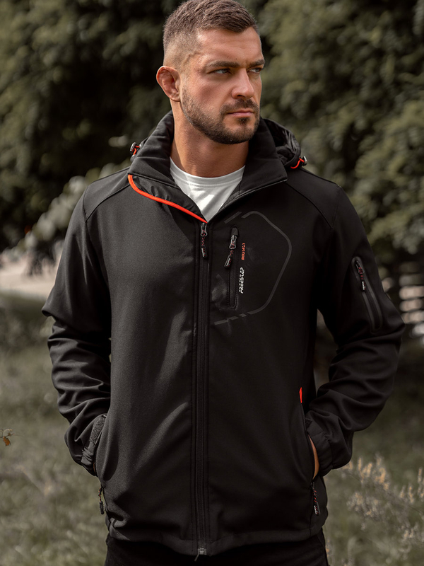 Giacca softshell mezza stagione da uomo nero-arancione Bolf WX088A