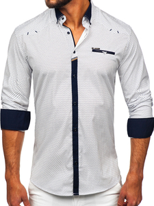 Camicia elegante a manica lunga da uomo bianca Bolf 19603