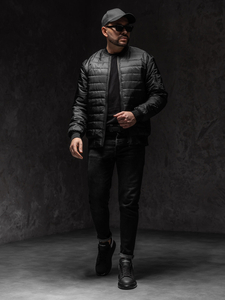 Giacca trapuntata di mezza stagione da uomo nero Bolf MY-02A1