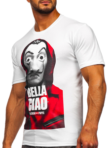 T-shirt con stampa da uomo bianca Bolf 192410
