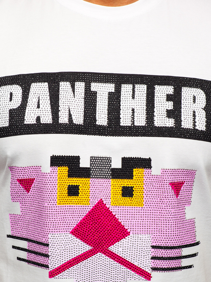 T-shirt con stampa e applicazioni da uomo bianca Bolf 192380