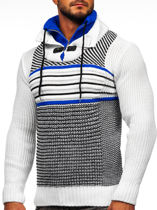 Maglione spesso con collo alto da uomo bianco Bolf 2000