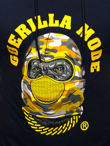 T-shirt con stampa con cappuccio da uomo blu Bolf 8T978