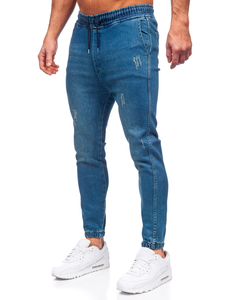 Pantaloni jogger in jeans da uomo blu Bolf 0028