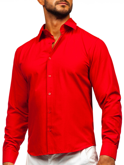 Uomo Camicia elegante a maniche lunghe Rosso Bolf 24740