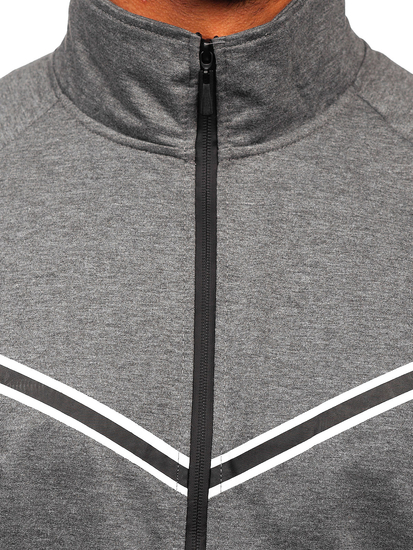 Felpa con zip e collo alto da uomo grafite Bolf B062