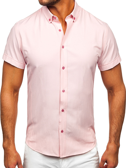 Uomo Camicia elegante a maniche corte Rosa Bolf 7501G