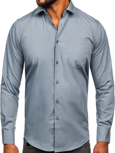 Camicia elegante a maniche lunghe da uomo antracite Bolf M14