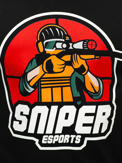 T-shirt in cotone con stampa da uomo nera Bolf 143022