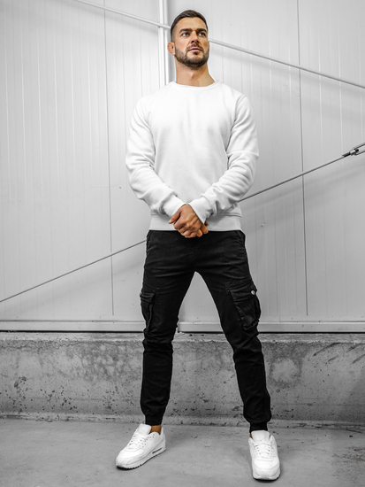 Pantaloni jogger in tessuto cargo da uomo nero Bolf JM5502A