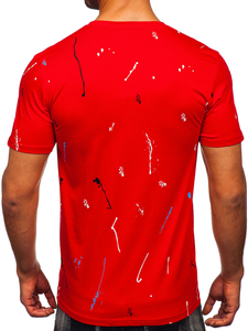 Uomo T-shirt in cotone con stampa Rosso Bolf MPO3443