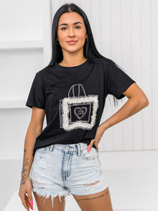 Donna T-shirt stampata Nero Bolf 97T2102
