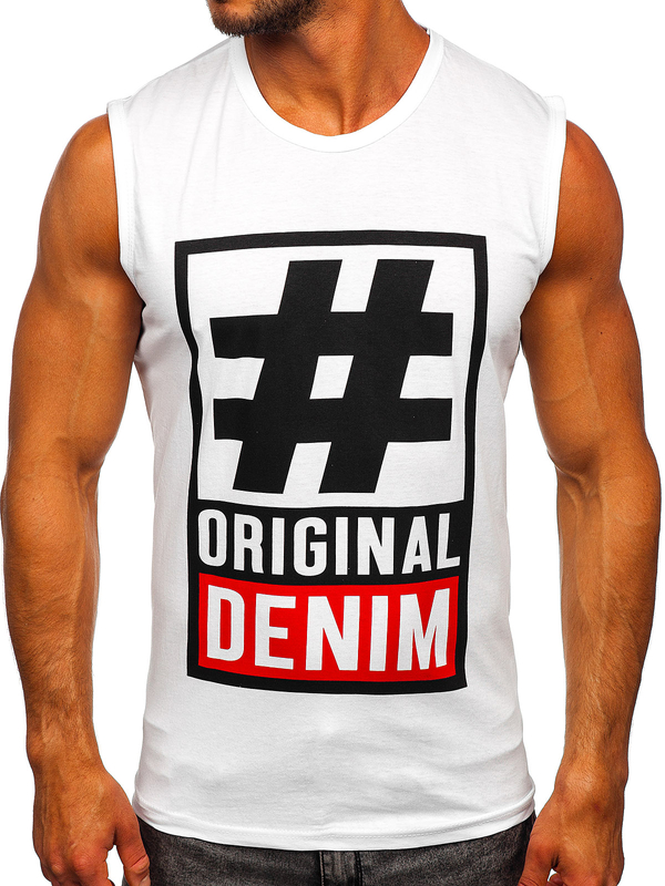 Canotta tank top con stampa bianca Bolf 19802