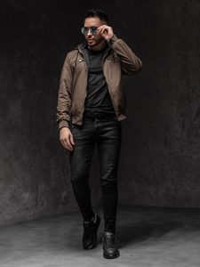 Giacca in cotone di mezza stagione da uomo khaki Bolf 84M3010A1