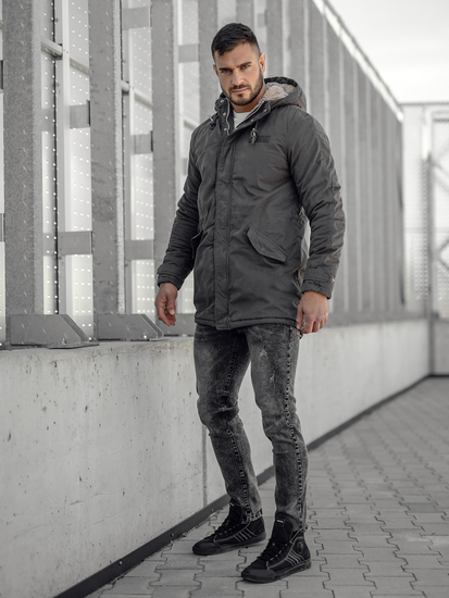 Giubbotto parka invernale in cotone da uomo grafite Bolf EX838A