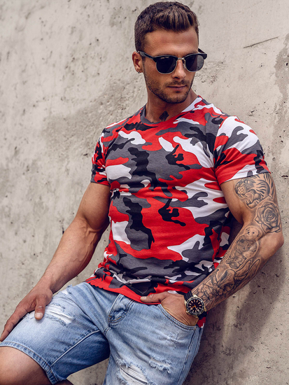 T-shirt con stampa da uomo rossa moro Bolf 8T233A