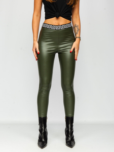 Leggings in similpelle da donna khaki Bolf MY16572