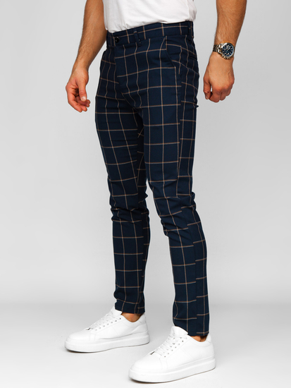 Uomo Pantaloni eleganti a quadri Blu scuro Bolf 184177