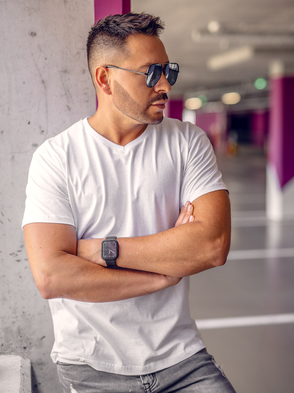 Maglietta da uomo bianca con scollo a V Bolf 192131A