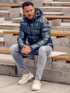 Giubbotto sportivo trapuntato invernale da uomo verde Bolf EX2138