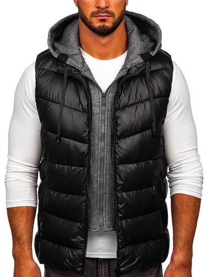 Gilet con cappuccio da uomo nero Bolf 2909
