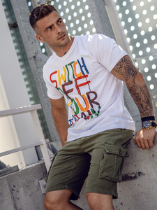 T-shirt da uomo bianca con stampa Bolf 1181A