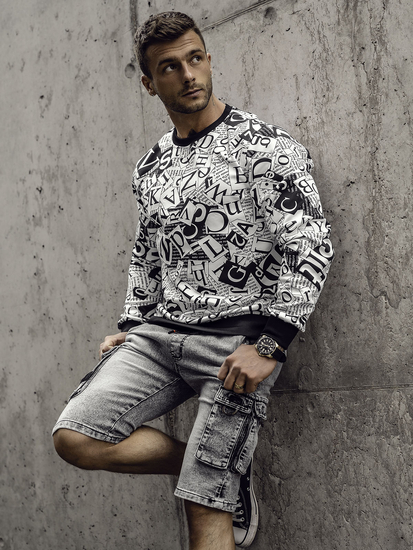 Uomo Felpa stampata Nero-Bianco Bolf 8B1135A