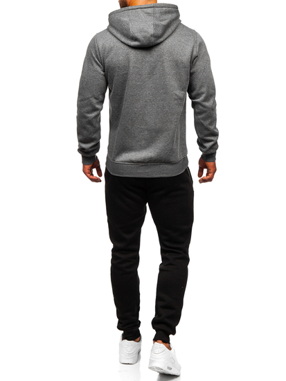 Tuta con felpa con cappuccio e tasca a canguro da uomo antracite Bolf D002