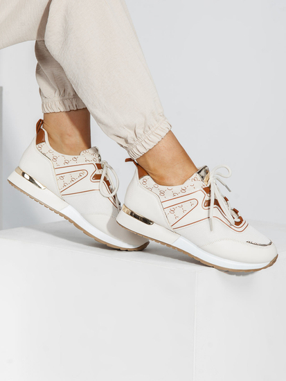 Scarpe sneakers da donna beige Bolf AD739