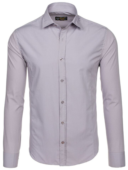 Camicia elegante da uomo grigia a maniche lunghe Bolf 1703