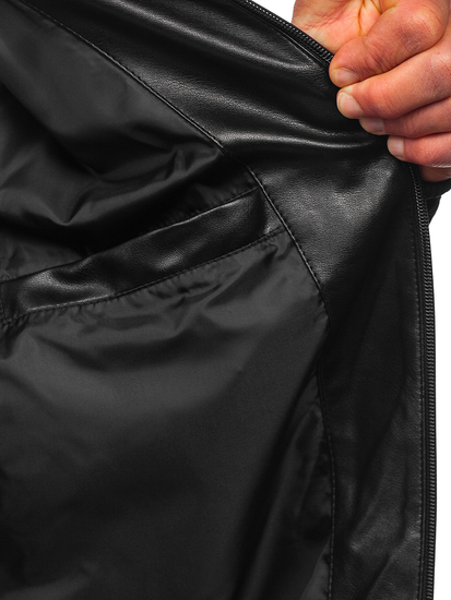 Giacca in pelle tipo bomber da uomo nera Bolf 6803A