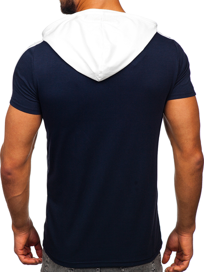 T-shirt senza stampa con cappuccio blu Bolf 8T299