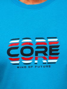 T-shirt in cotone da uomo turchese Bolf 14731