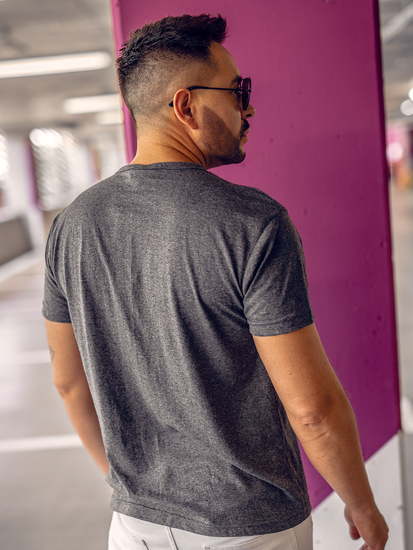 Maglietta a maniche lunghe con scollo a V, da uomo, color antracite, Bolf 192131A