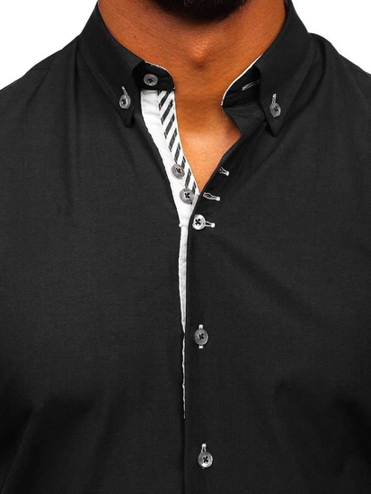 Camicia elegante a manica lunga da uomo nera Bolf 5796-1