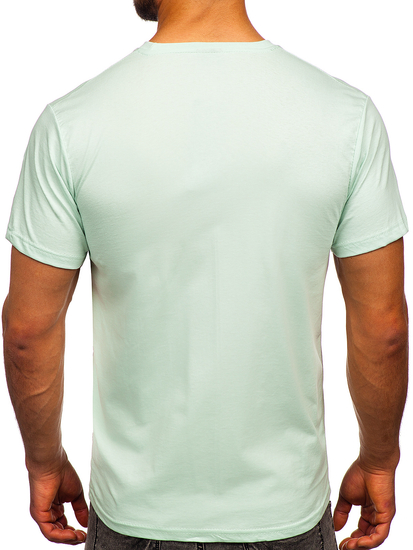 T-shirt semplice da uomo in cotone color menta chiaro Bolf 192397