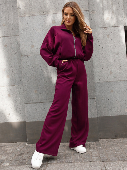 Completo due pezzi con felpa con zip da donna bordeaux Bolf 821109
