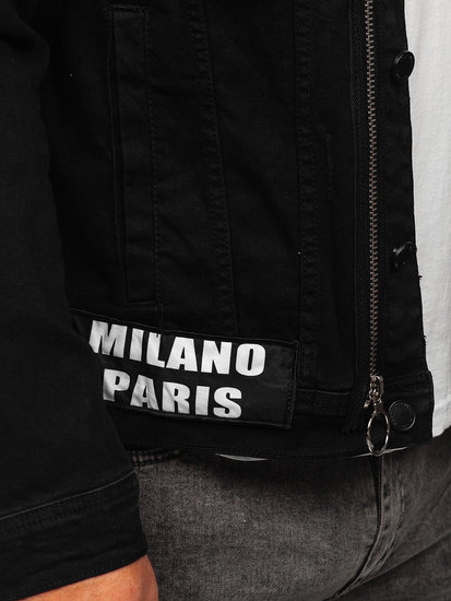 Giacca in jeans da uomo nera Bolf G131