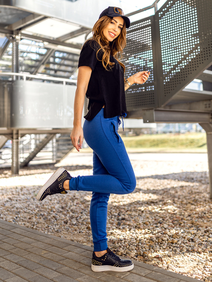 Pantaloni di tuta da donna azzurri Bolf CK-01B