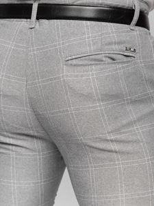Uomo Pantaloni eleganti a quadri Grigio-Bianco Bolf 0036