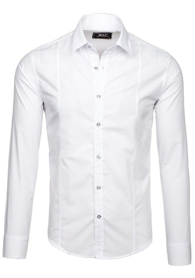 Uomo Camicia elegante a maniche lunghe Bianco Bolf 6944