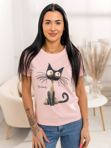 Donna T-shirt stampata Rosa Bolf 95T2515