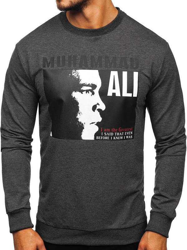 Felpa senza cappuccio da uomo antracite Bolf 0385