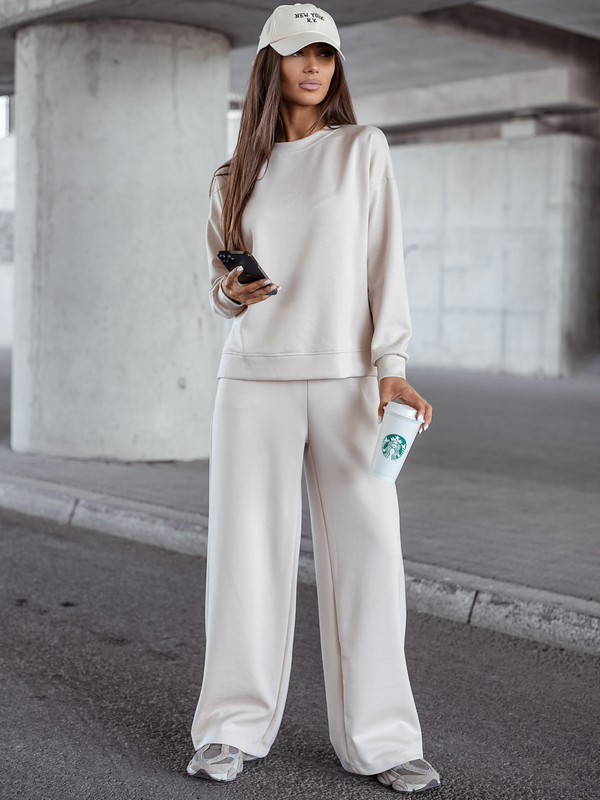 Tuta due pezzi con zip da donna burro beige Bolf 821111