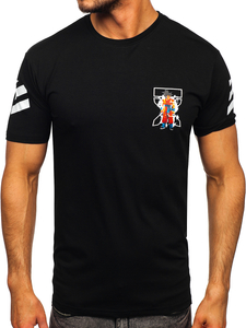 T-shirt con stampa da uomo nera Bolf 14404