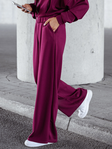 Completo due pezzi con felpa con zip da donna bordeaux Bolf 821109