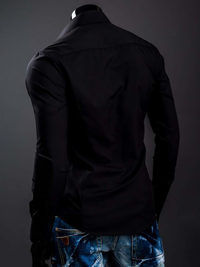 Camicia elegante da uomo nera a maniche lunghe Bolf 1703A
